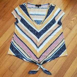 Almost Famous Striped Tie Front Top